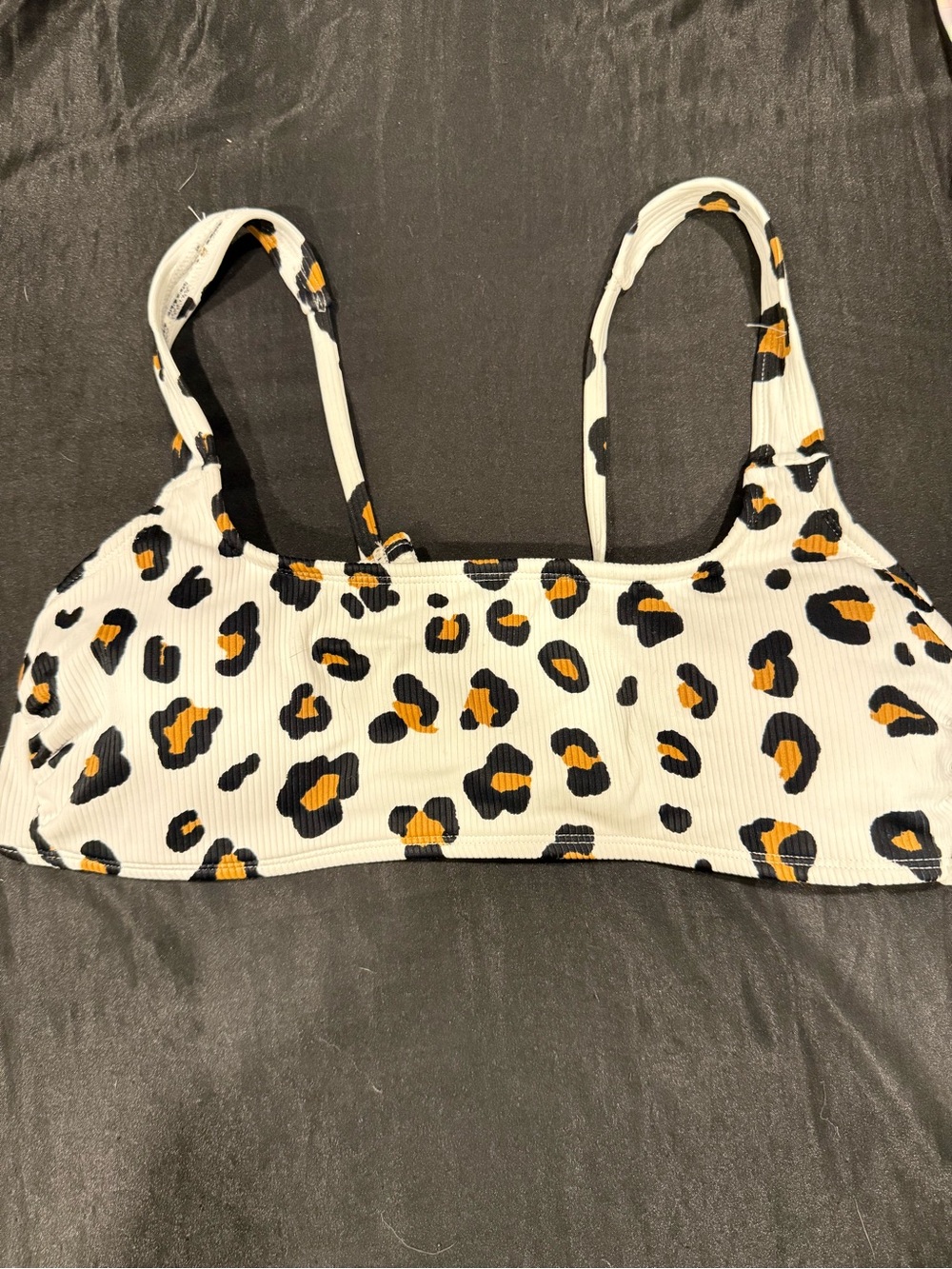 wild fable Leopard-Spot Ribbed Bralette - White, Black & Gold